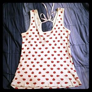 A Fine Mess White Tank Top w/ Cartoon Apples